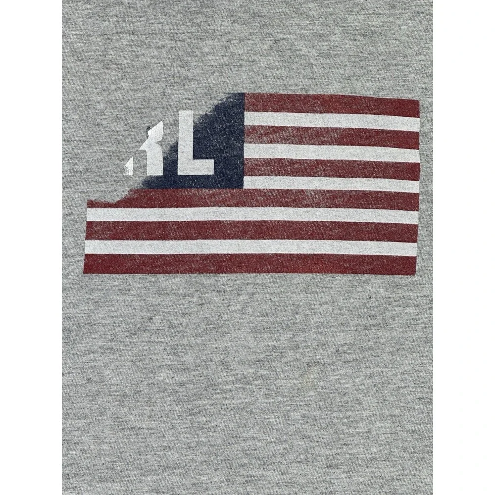 Polo Jeans Co Ralph Lauren Long Sleeve Flag Logo Shirt Gray USA Graphic Size L